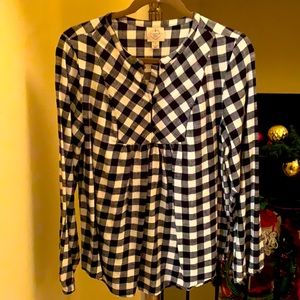 Black and white plaid,long sleeve, baby doll style